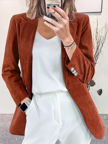 

Regolare In forma Tinta Unita Casuale Giubbotto, Caramello, Coats & Jackets