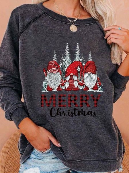 

Casual Regular Fit Christmas Snowman Sweatshirt, Deep gray, Hoodies & Sweatshirts