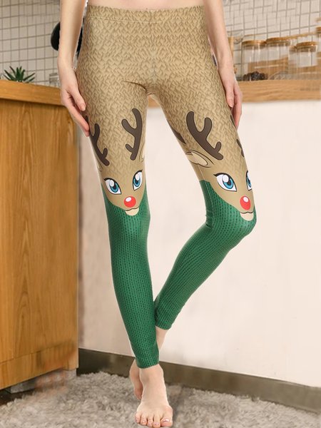 

Christmas Skinny Casual Current Affairs Leggings, Khaki, Leggings