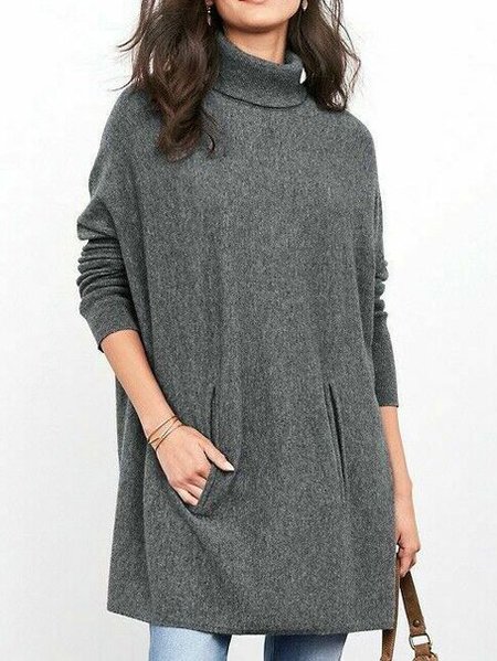 

Simple Solid Shirts & Tops, Black-grey, Tops