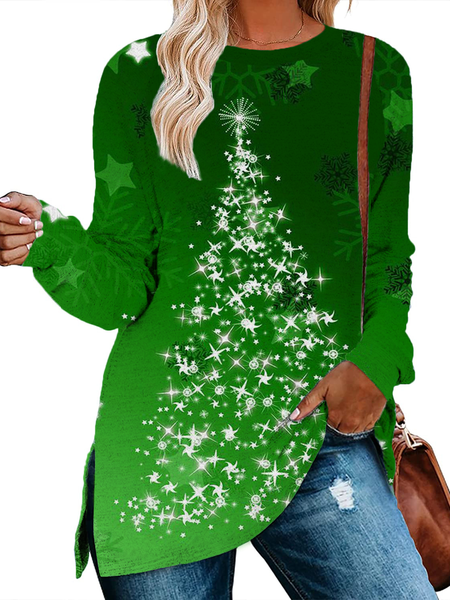 

Plus size Christmas Holiday Casual Shirts & Tops, Green, T-Shirts