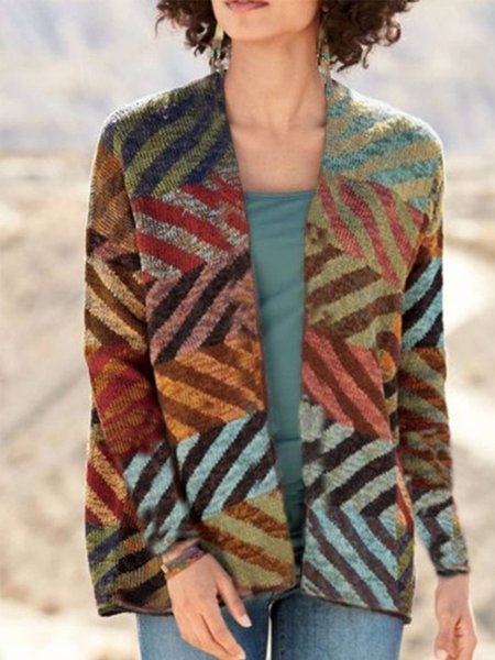 

Maniche Lunghe Casuale Giubbotto, Multicolore, Cardigans