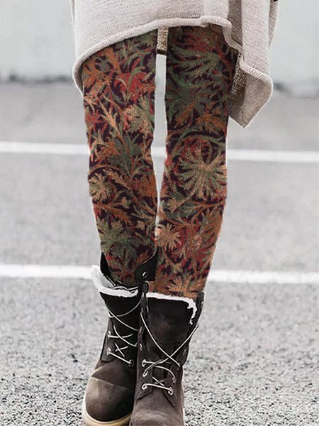 

Floral Skinny Pants, As picture, Leggings