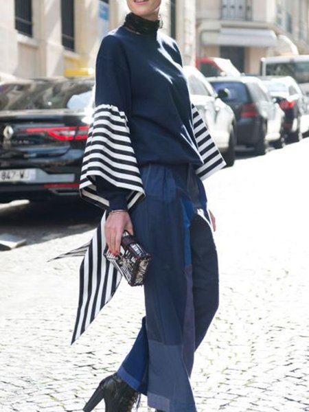

Cotton Casual Plain Outerwear, Black-white, Kimonos