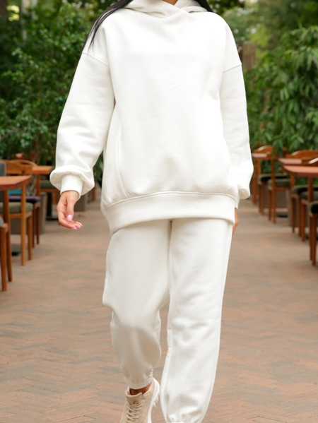 

Casual Sporty Basics Simple Fashion Suits, White, Two-piece Outfits