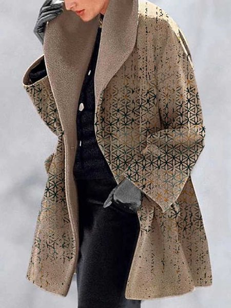 

Geometric Lapel Loosen Casual Outerwear, Coffee, Coats