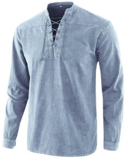 

Henley Cotton Casual Shirts, Sky blue, Shirt