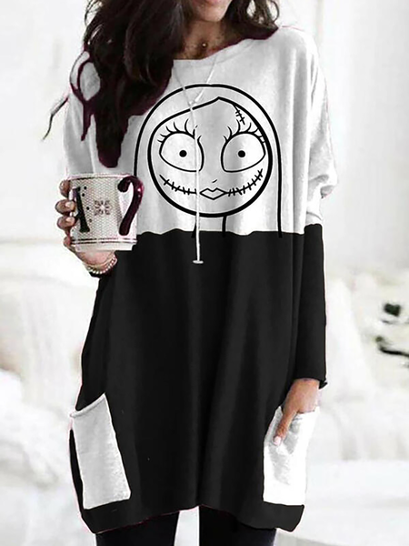

Plus size Halloween Casual Sweatshirt, Black-white, Hoodies & Sweatshirts