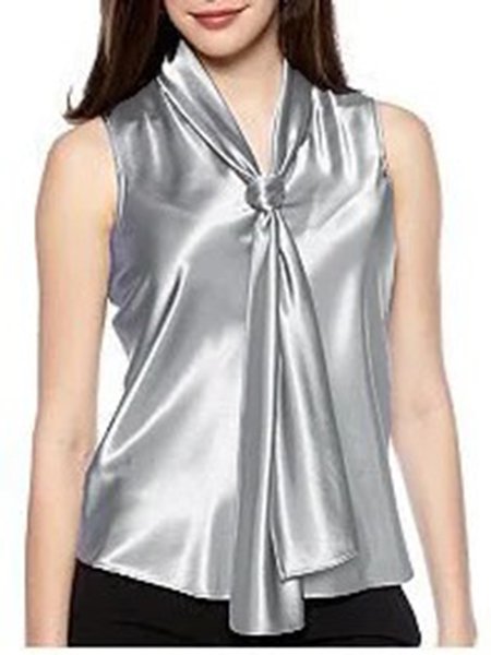 

Solid Shift Sleeveless V Neck Top, As picture, Tanks and Camis