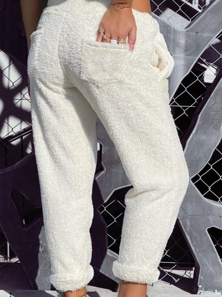 

Loosen Plain Pants, White, Pants