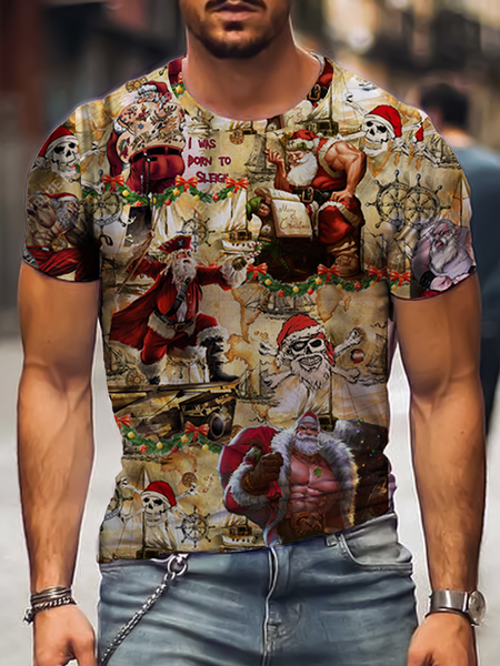 Vacation Skull Cotton Blends Shirts & Tops, Multicolor, Men's t-shirts