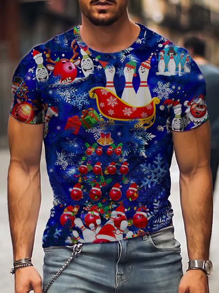 

Short Sleeve Bowling Shirts & Tops, Blue, Men's t-shirts