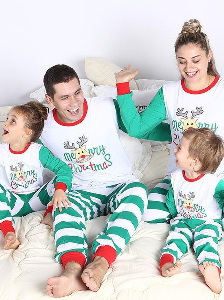 

Crew Neck Cotton Family Matching Sets, White, Suit Set