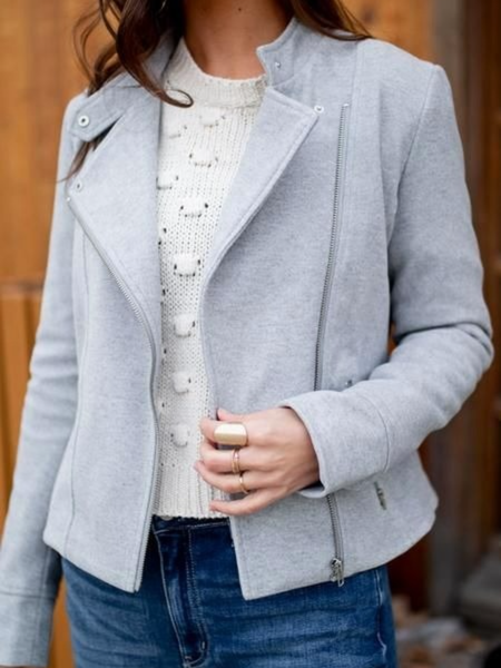 

Winter Lapel Long sleeve Daily Mid-weight Non-Stretch Jackets, Gray, Jackets