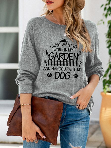 

I Just Want Yo Work In My Garden And Hangout With My Dog Women's Sweatshirts, Light gray, Hoodies&Sweatshirts