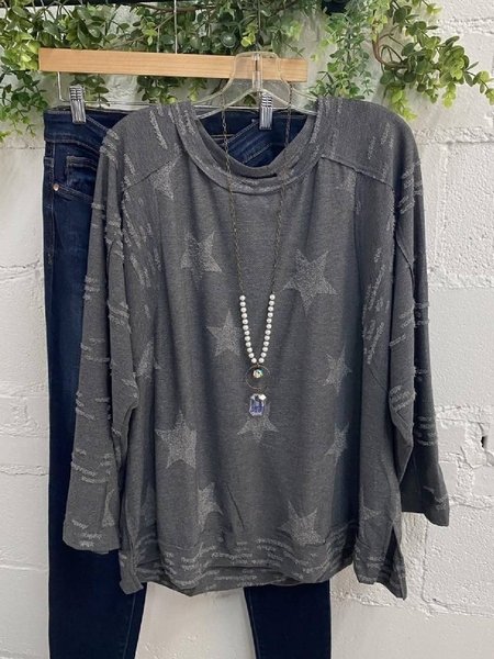 

Regular Fit Star Crew Neck Shirts & Tops, Gray, T-Shirts