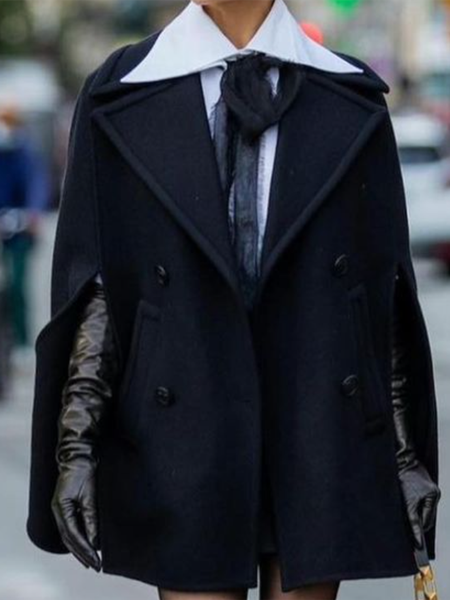 

Work Solid Lapel Elegant Outerwear, Purplish blue, Jackets