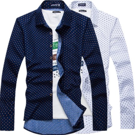 

Cotton Shirt Collar Casual Shirts, Deep blue, Shirt