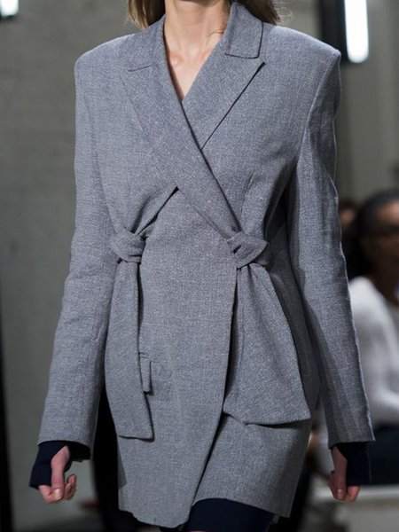 

Lady Long Sleeve Solid Outerwear, Gray, Jackets