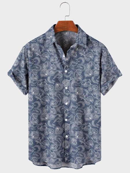 

Shirt Collar Casual Shirts & Tops, As picture, Men's Floral shirt