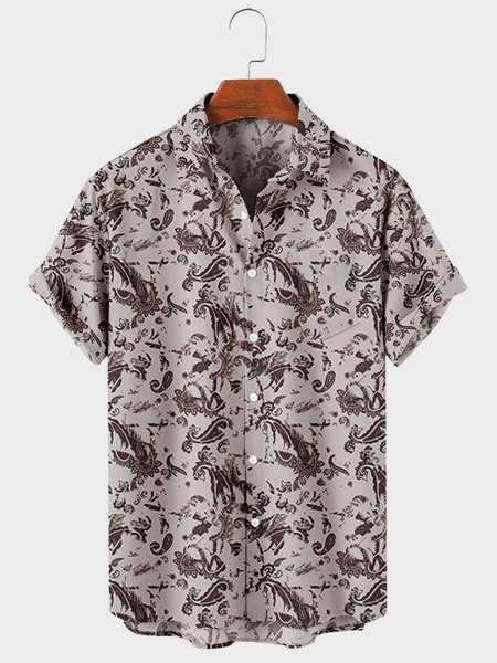 

Casual Shirt Collar Shirts, As picture, Men's Floral shirt