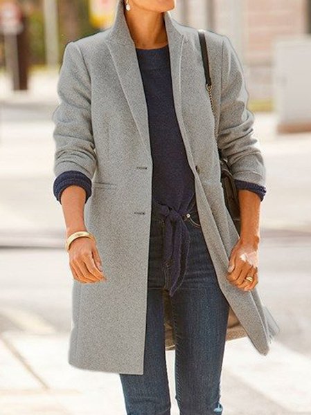 

Casual Loosen Lapel Outerwear, Gray, Coats