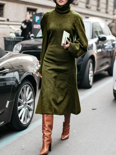 

Sweet Regular Fit Dresses, Green, Midi Dresses