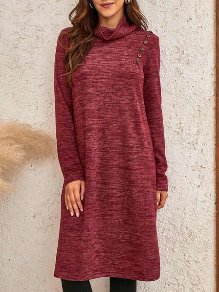 

Women's Solid Color Casual Dress, Red, Casual Dresses