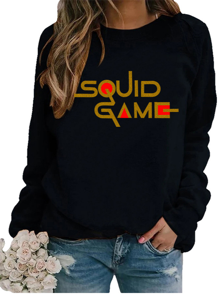 

Squid game element Letter Sweatshirts, Black, Hoodies & Sweatshirts