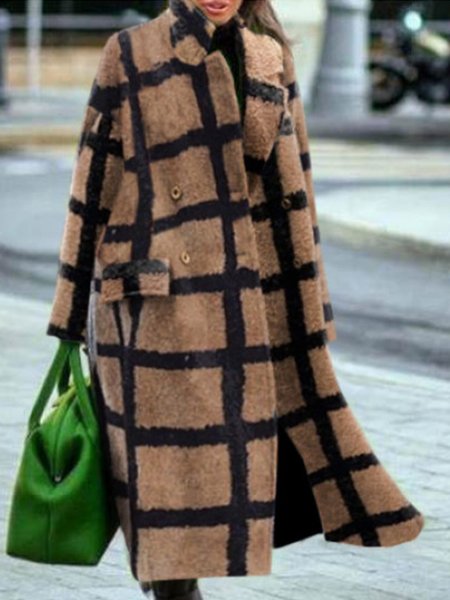 

Checked/Plaid Regular Fit Casual Outerwear, Khaki, Coats