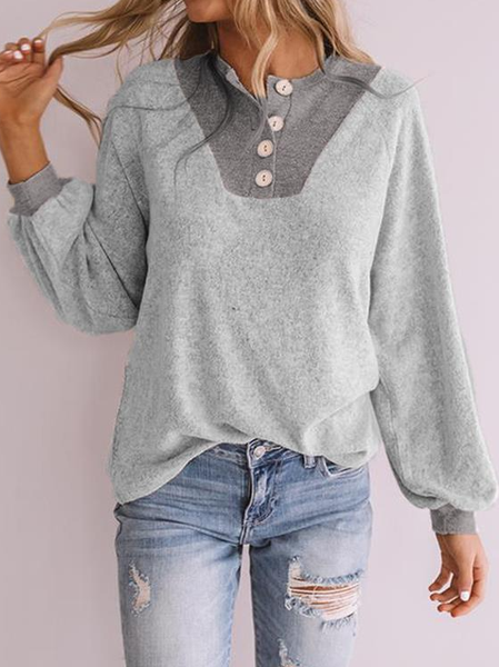 

Crew Neck Loosen Shirts & Tops, Blue, Tops