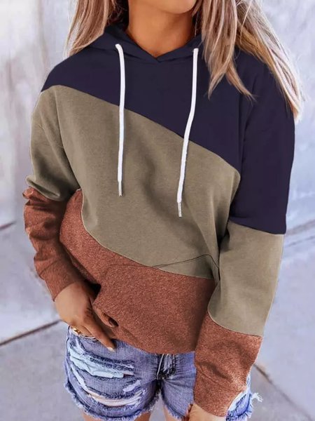 

Casual Hooded Loosen Color Block Sweatshirt, Multicolor, Hoodies & Sweatshirts