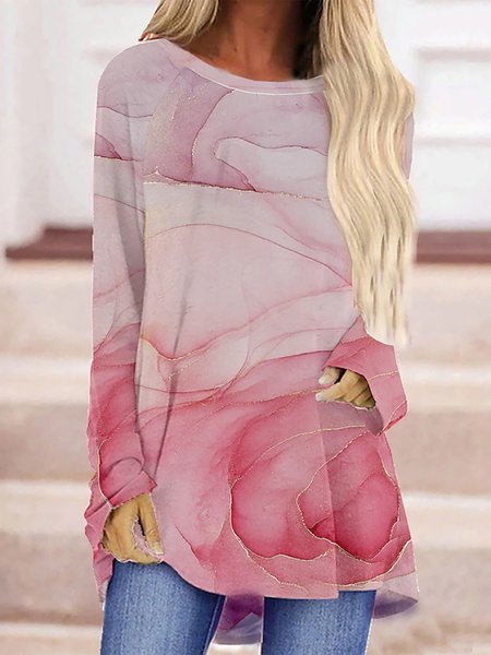 

Casual Loosen Ombre Long Sleeves Shirts & Tops, Pink, Tops