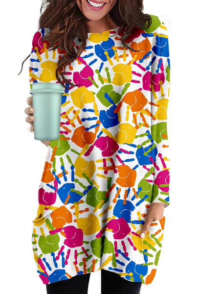 

Abstract Casual Crew Neck Weaving Dress, Color, Mini Dresses