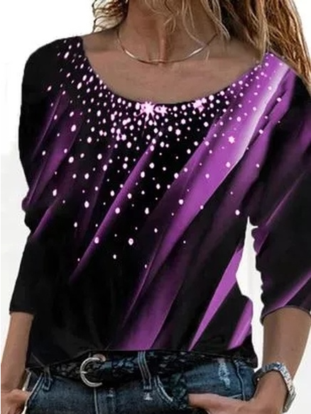

Casual Cotton Blends Shirt & Top, Purple, Long sleeve tops