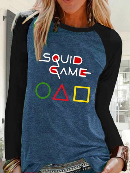 

Loosen Crew Neck Shirts & Tops, Blue, T-Shirts