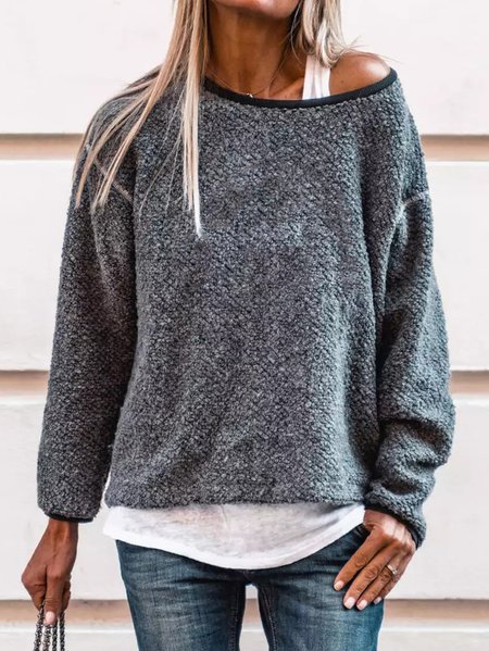 

Plain Casual Crew Neck Sweatshirt, Deep gray, Hoodies & Sweatshirts