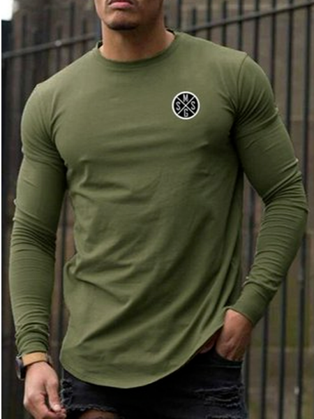 

Crew Neck Casual Shirts & Tops, Green, T-shirt