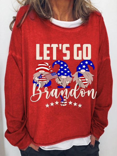 Crew Neck Loosen Sweatshirt, Red, Hoodies&Sweatshirts