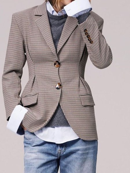 

Grid Regular Fit Vintage Outerwear, As picture, Blazers