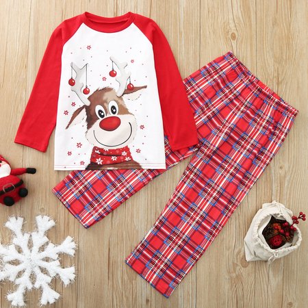 

Casual Cotton-Blend Family Christmas Pajamas Matching Sets, Women, Suits