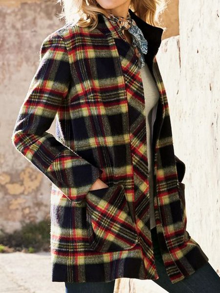 

Geometric Casual Outerwear, Multicolor, Outerwear