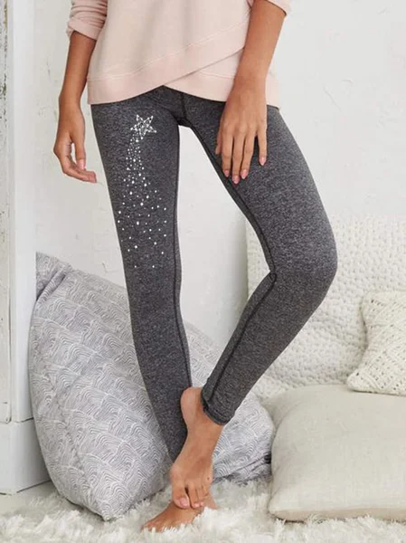 

Star Cotton Skinny Pants, Gray, Pants