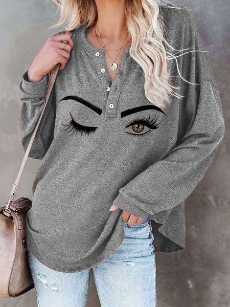 

Crew Neck People Casual Shirts & Tops, Gray, Tops