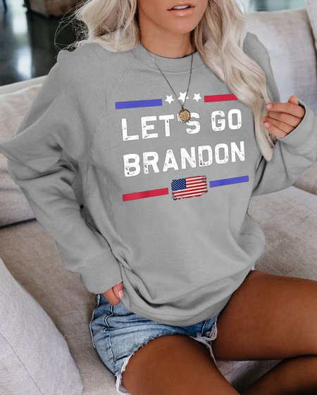 

printed round neck long-sleeved sweatshirt, Gray, Hoodies&Sweatshirts