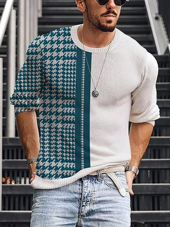 

Long Sleeve Crew Neck Sweater, White, Sweaters