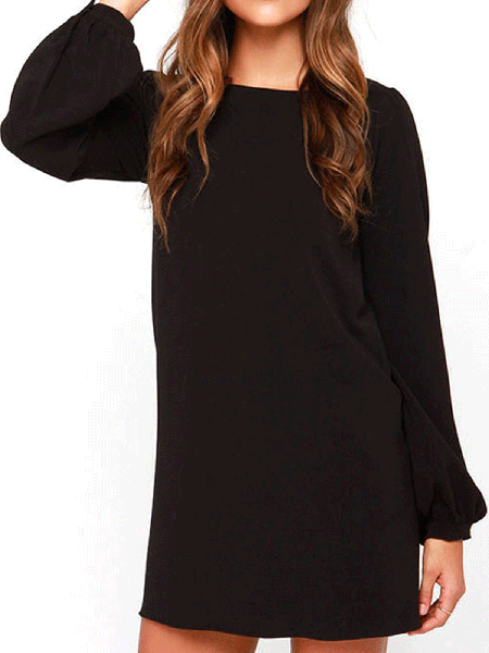 

Allentare Solido Abito, Nero, Mini Dresses