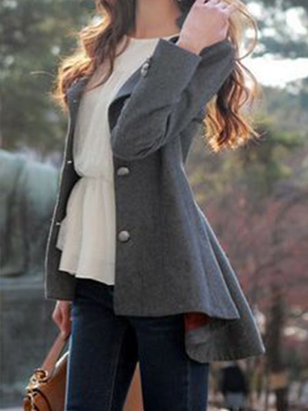 

Regular Fit Lapel Basics Coat, Gray, Coats