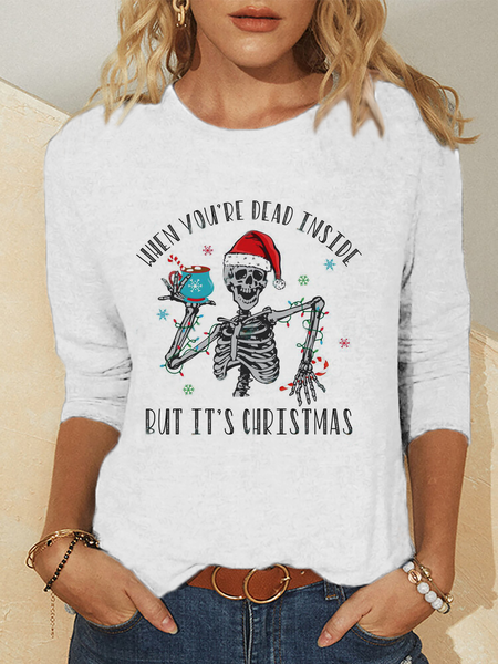

Plus size Christmas Casual Shirts & Tops, White, T-Shirts