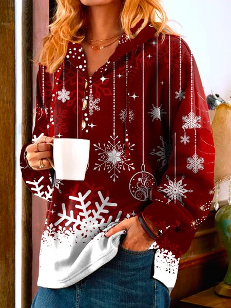 

Hooded Christmas Snowman Casual Sweatshirt, Red, Hoodies & Sweatshirts